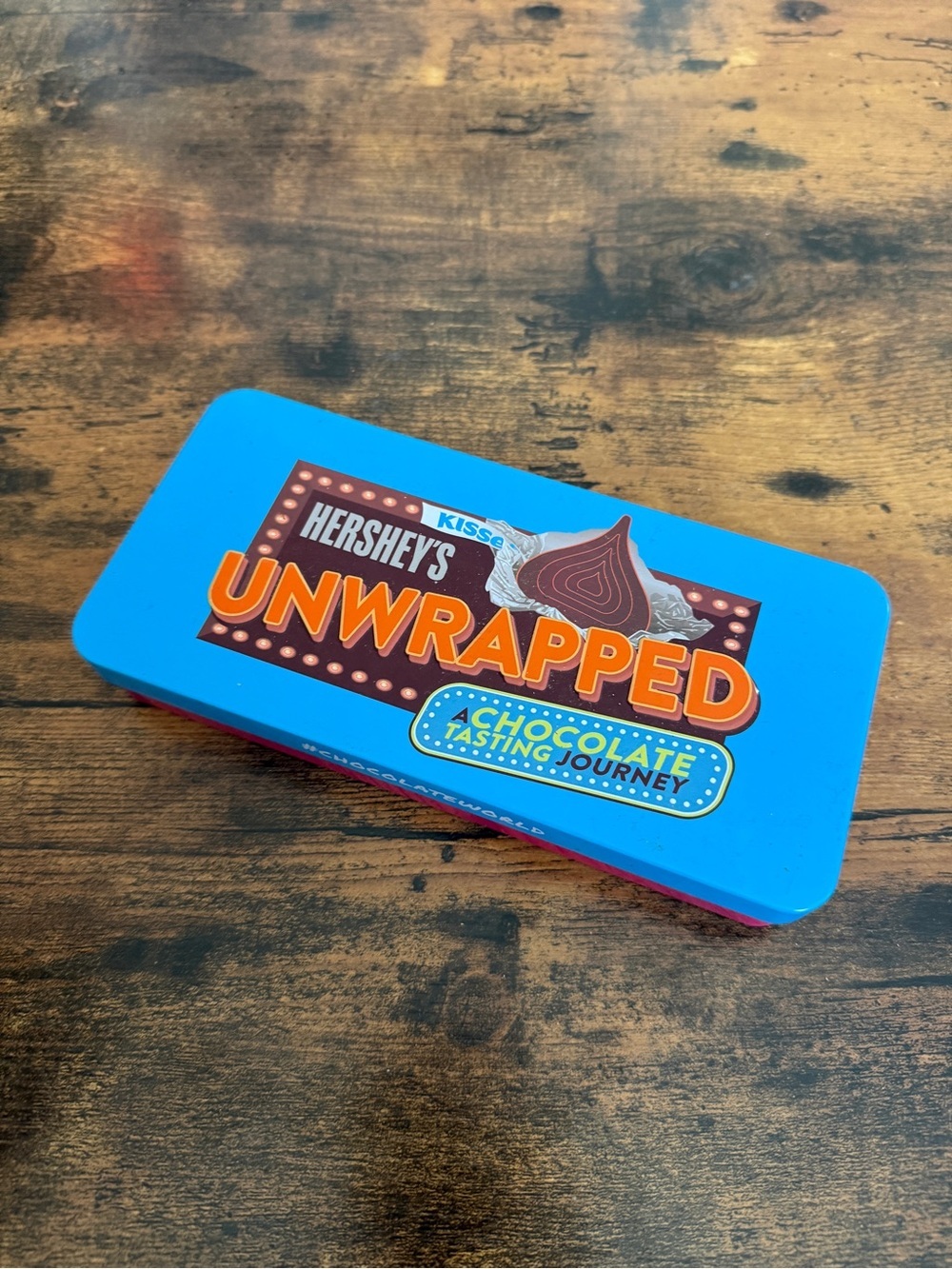 Hershey's Unwrapped Tin - Bright Blue Chocolate Box